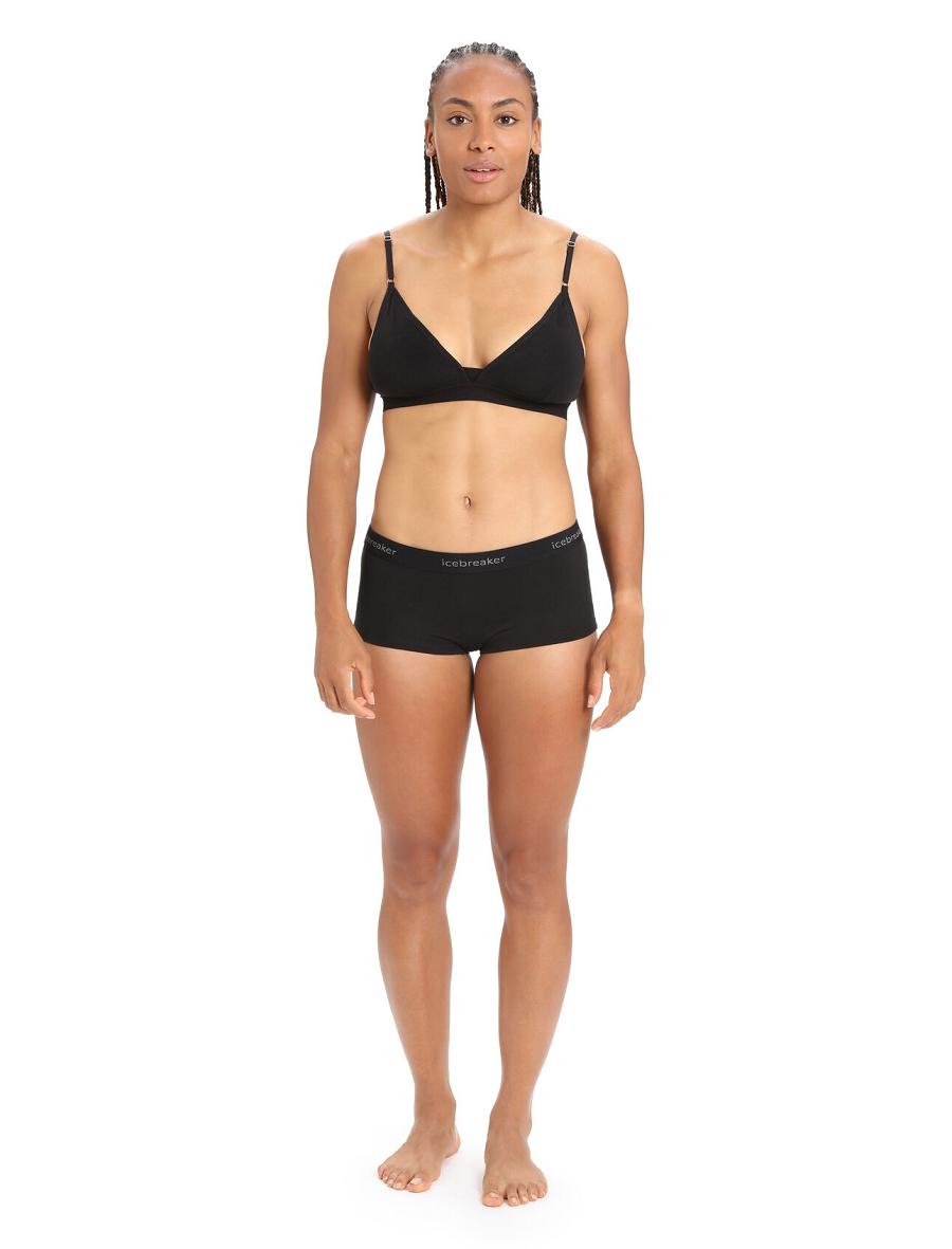 Women's Icebreaker Merino 200 Oasis Thermal Boy Shorts Underwear Black | CA 1262WNBY